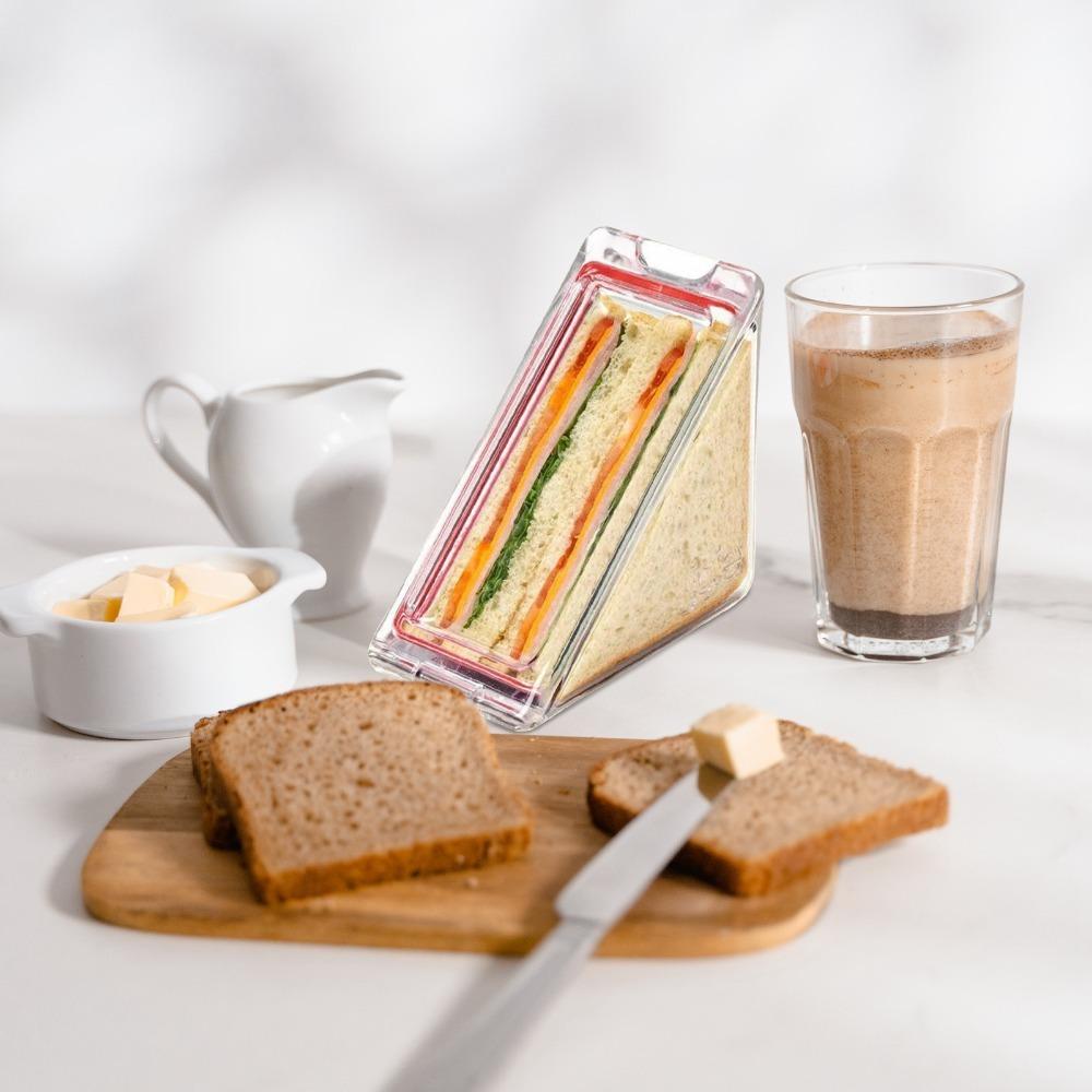 2Pcs Rectangular Sandwich Container Snap Lock Sealing Lid Sandwich Case Sandwich Holder Lunch Carry
