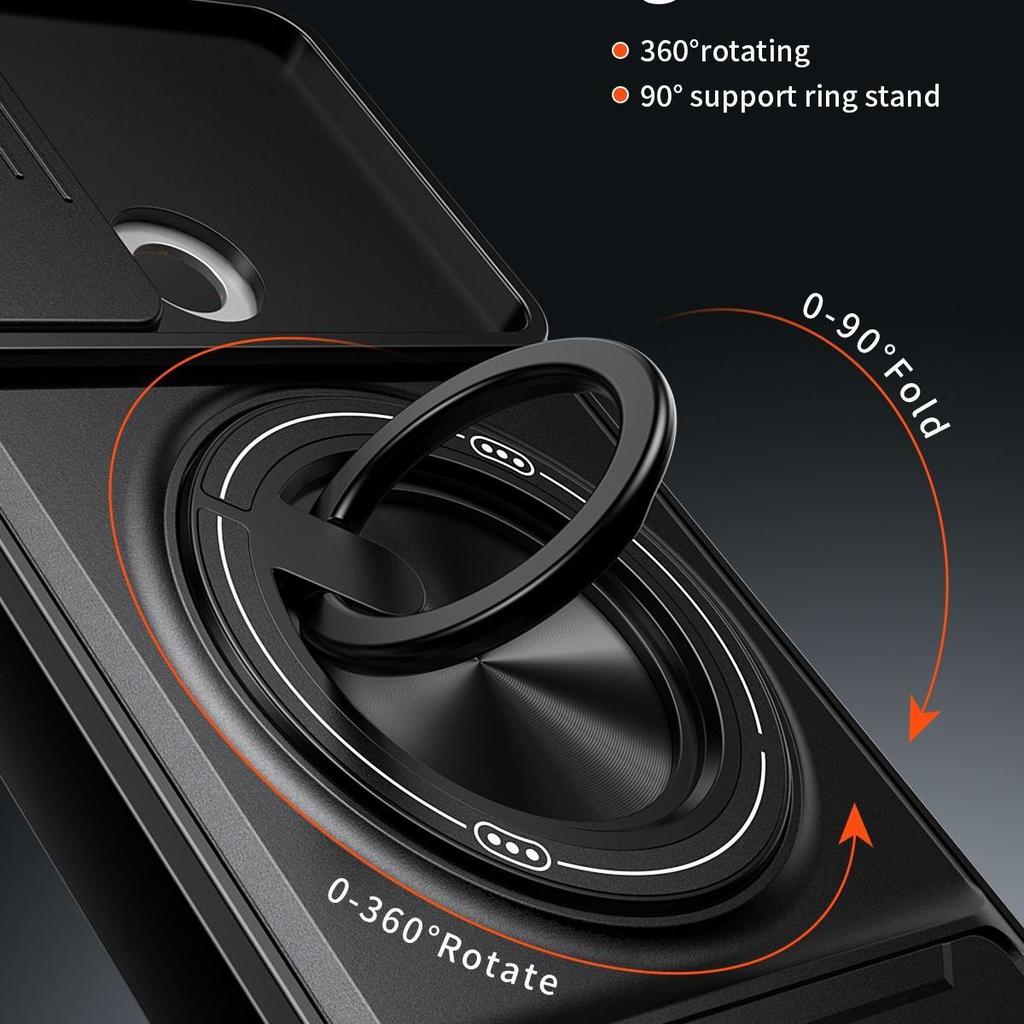 Case For Samsung Galaxy A24 Magnetic Ring Stand Push Window Case Full Lens Protection Shockproof Cover