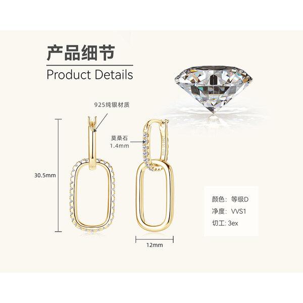 Серьги-асимметрии Silvere Glam в японском и корейском Ins-стиле с муассанитами, женственные и индивидуальные серьги, серьги из стерлингового серебра S925