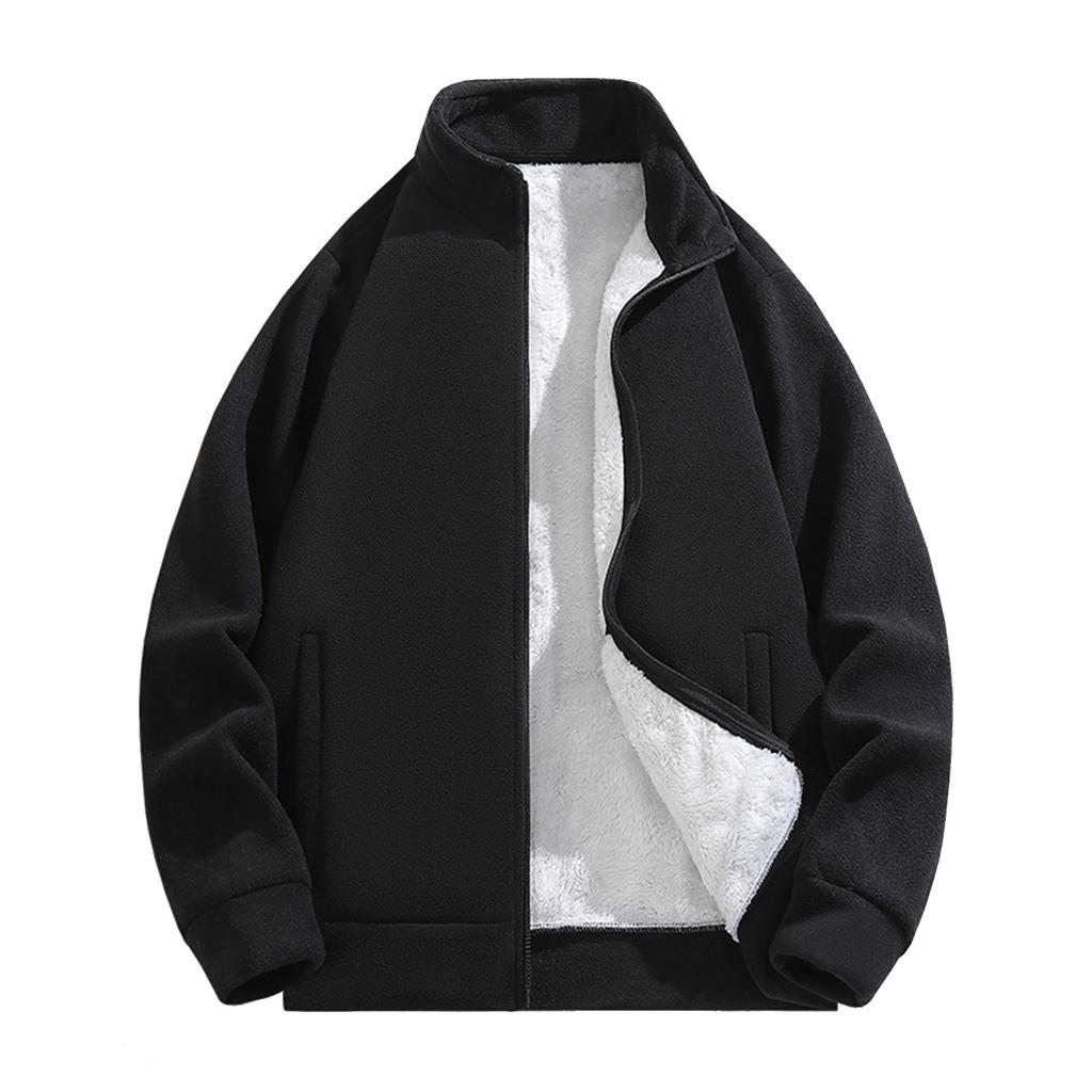 Men's Casual Solid-color Loose Zipper Sweatshirt, Men's And Women's Long-sleeved Thickened Fleece Warm Sweatshirt Jacket