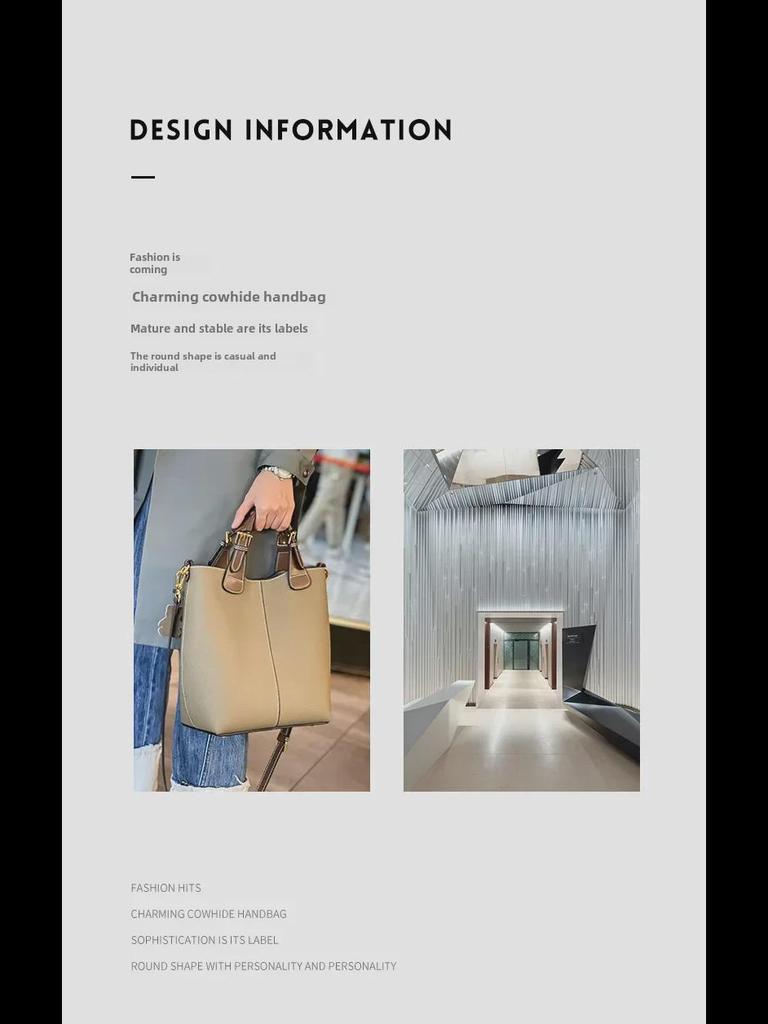 2023 Women's Genuine Leather Bucket Bag - Trendy Large-Capacity One-Shoulder Tote & Commuter Handbag