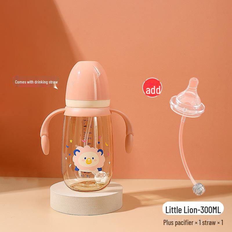 Стакан для воды Babixiang PPSU широкого калибра для детей 1-3 лет, с мультяшным дизайном, с двойной ручкой, с защитой от падения