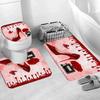 Valentine's Day Shower Curtain, Rose High Heels Lipstick Perfume Bottle Black and White Striped Romantic Bath Mat Bathroom Decor