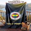 Flannel Blanket Fenerbahçe FC Print Custom Name Text Soft Throw for Sofa Bed
