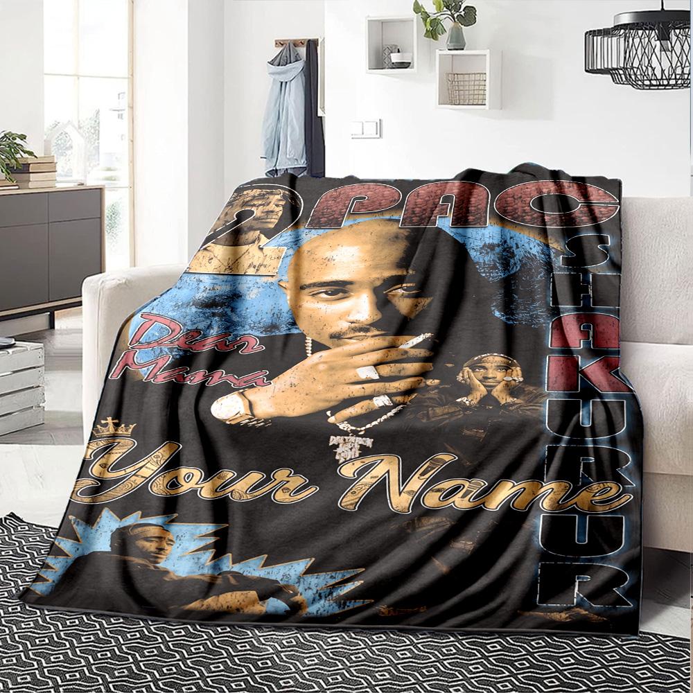 2pac Customize Text Blanket Gift Customizable Blanket Durable Comfort for Home Decor Chair Nap Bed for All Occasions
