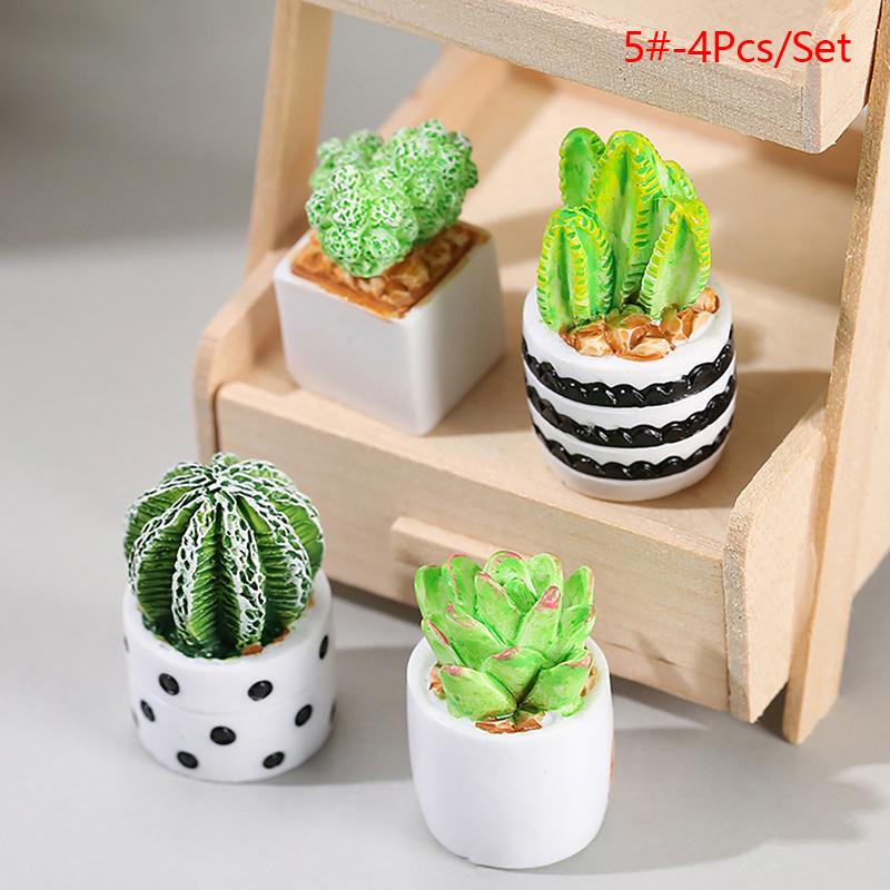 1Set 1:12 Dollhouse Miniature Succulent Plant Potted Cactu Landscape Home Decor