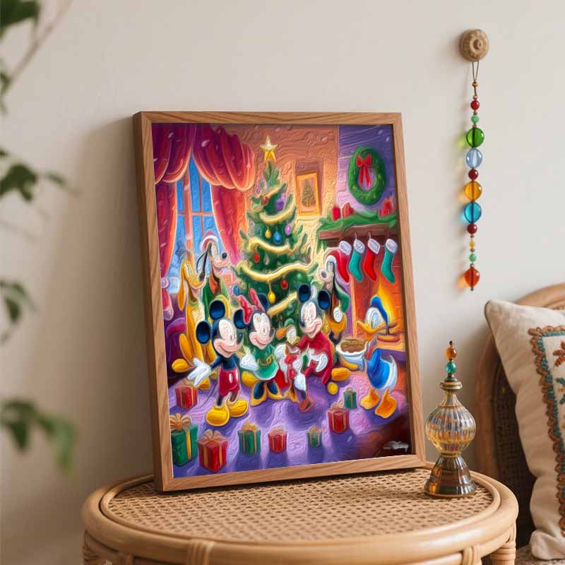 Disney Oil Painting Kit Christmas Characters Home Bedroom Wall Decor Handmade Gift Holiday Art Festive Atmosphere Painting Supplies