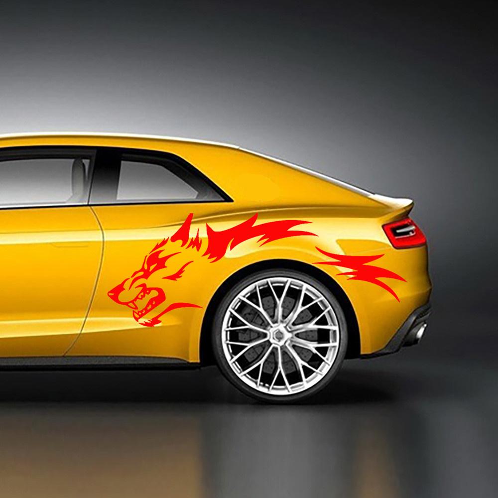 2x Наклейки на автомобиль, грузовик, пикап, транспортное средство, Модные виниловые наклейки с бегущим волком, Боковая часть двери