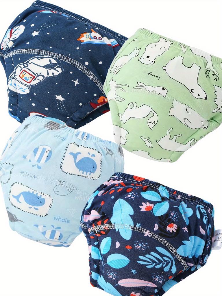 4-Pack Boys and Girls Training Pants, Comfortable Breathing Potty Train Shorts with Animal Patterns, Baby Christmas Gift