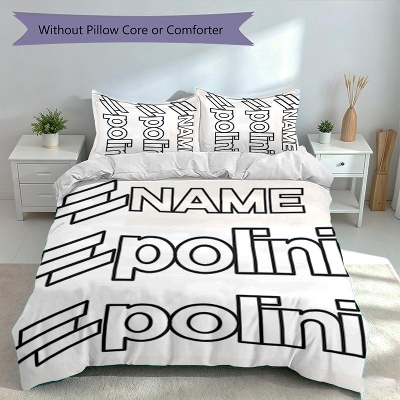 3pcs Custom Name Polini logo Bedding Set,Includes 1 Duvet Cover and 2 Pillowcases,All-season Bedroom Decor