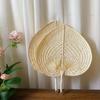 Natural Bamboo and Rattan Fans, Handwoven Palm Leaf Pattern, Heart-shaped Woven Fan, Summer Cooling Fan, for Home Decoration