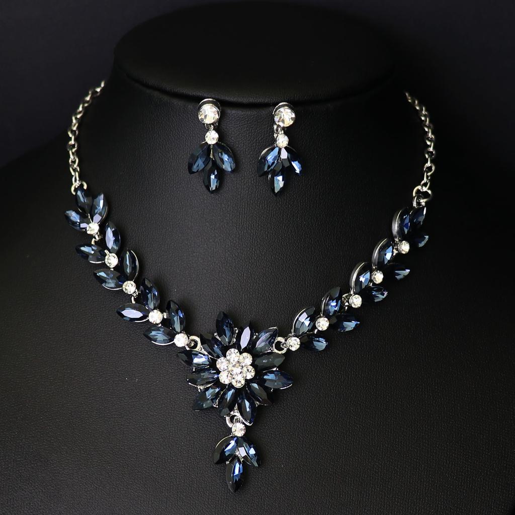 Товар Серьги Комплект Цепочка 2-х Части Кристалл Стеклянный Сплав Платье Аксессуары Женское Ожерелье