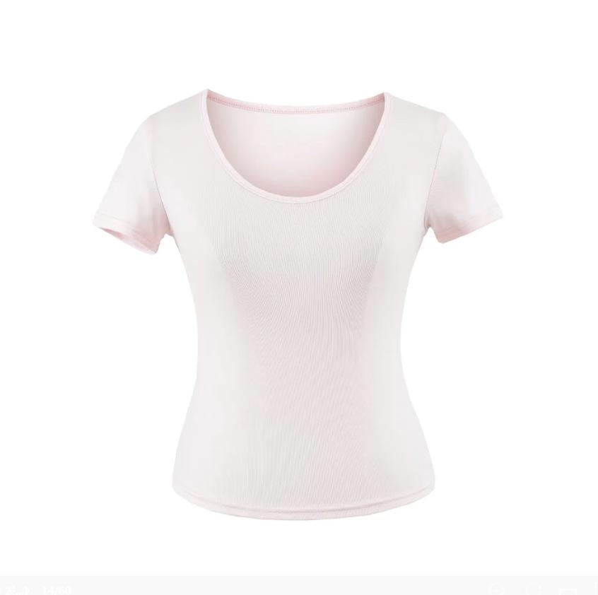 U-neck slim-fit short-sleeved T-shirt women's summer new American Spice Girl solid-color thin slim-fit slim bottom top
