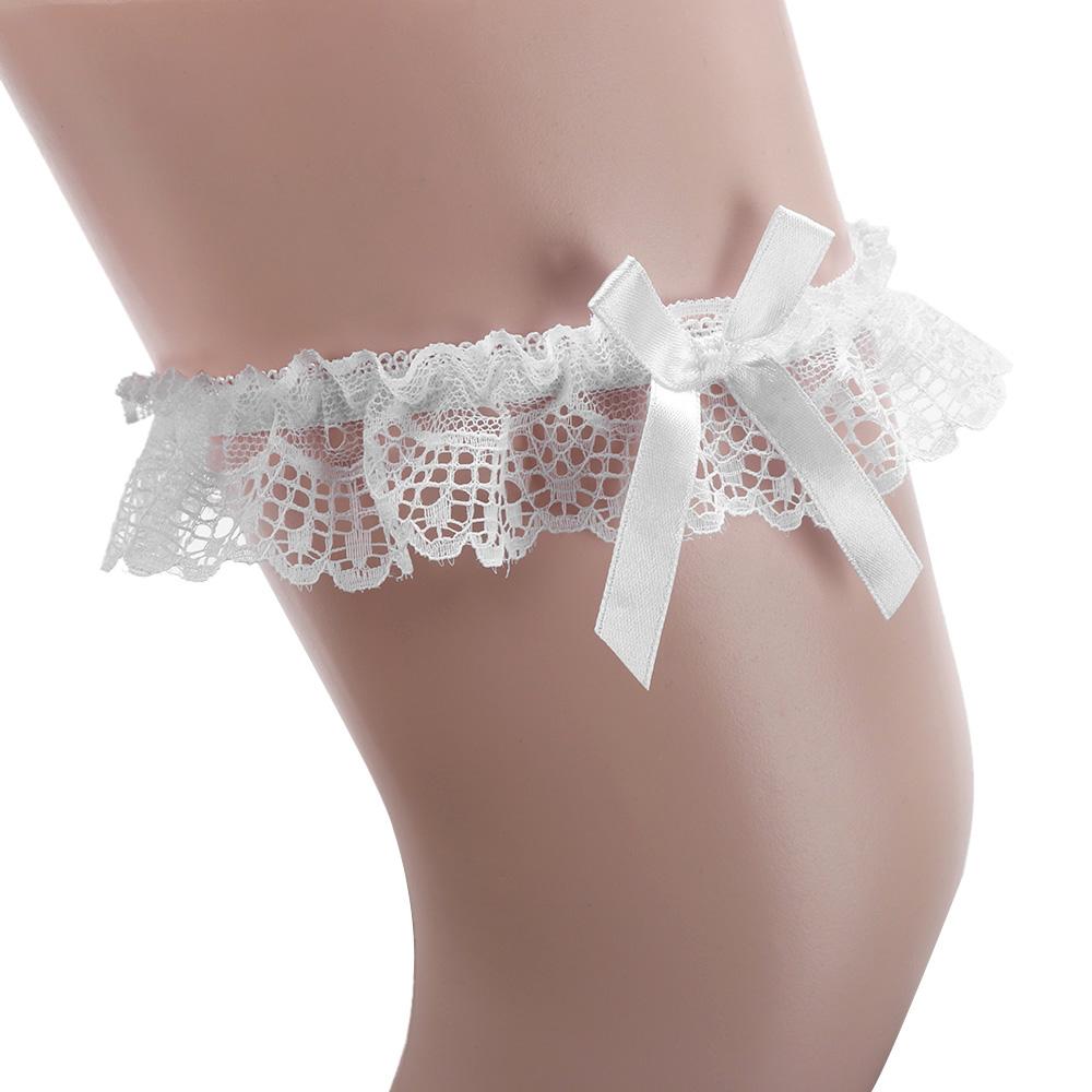 Wedding Garter Lace Floral Sexy Leg Garter Belt White Bowknot Bridal Lingerie Lace Leg Ring Loop Party Cosplay Suspender