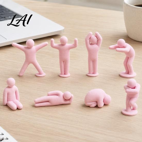 Anthropomorphic Art Pieces 8Pcs Mini Sports Figurines Minimalist Abstract Human Statues with Multi-Poses Modern Office Decor Stress Relief Desk for