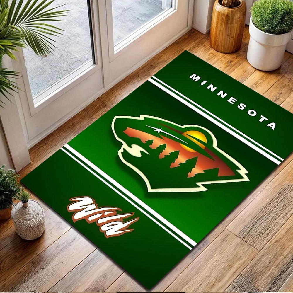 "Green Forest Sunset with Wild Logo" Patterned carpet, non slip mat suitable for living room and bedroom sofas