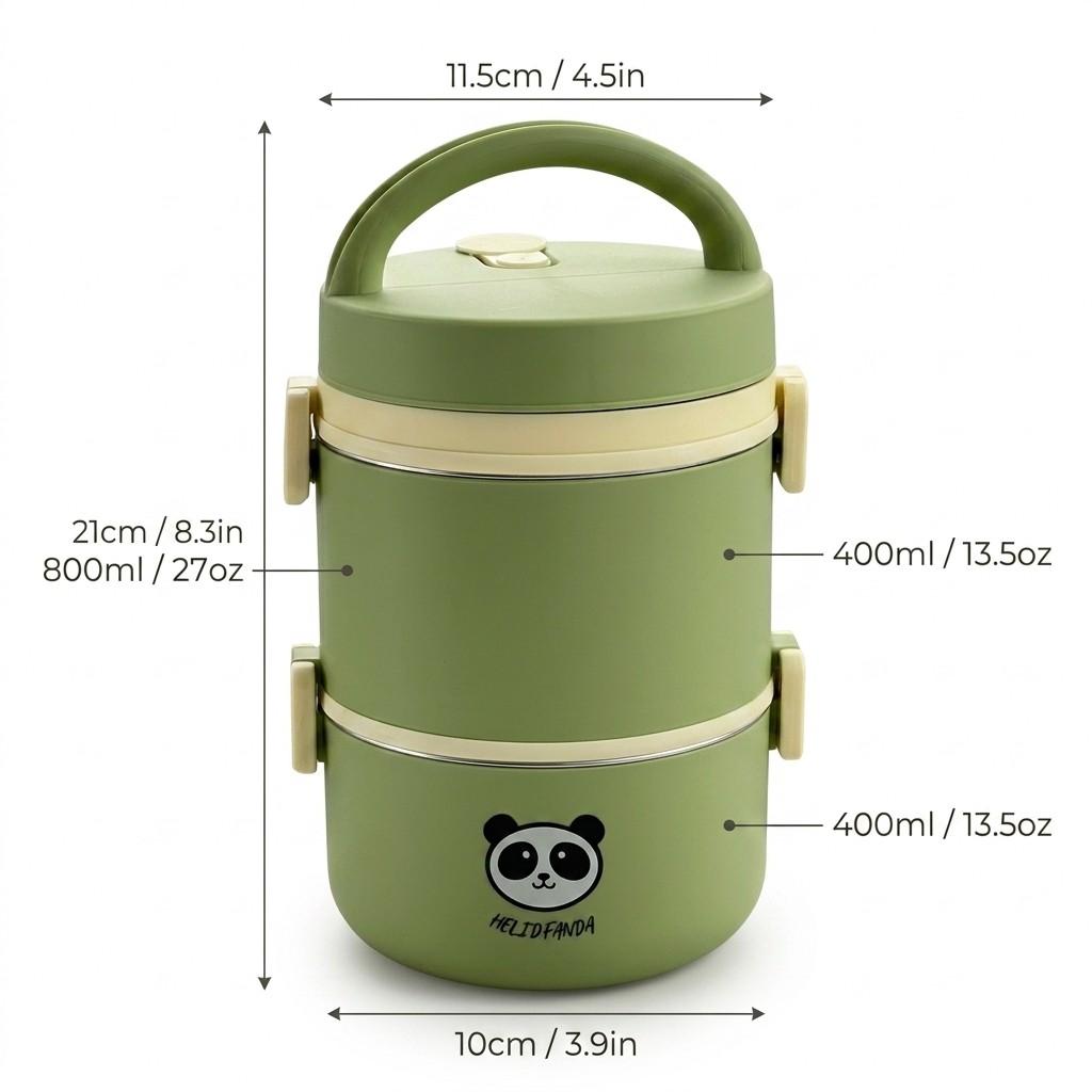 Kawaii 304 Stainless Steel Lunch Box Leakproof Thermal Bento Box Microwavable Food Container with Handle for Kids School Adults