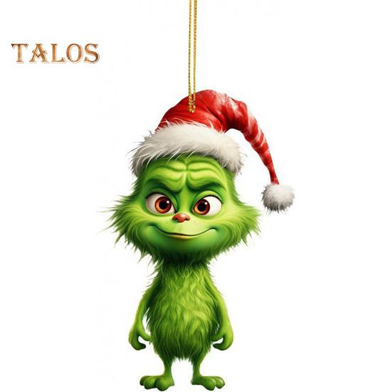 1/7Pcs Christmas Tree Ornaments Cartoon Green Elf Tree Hanging Decoration Acrylic Xmas Pendant for Holiday Car Window Wall Tree Decor