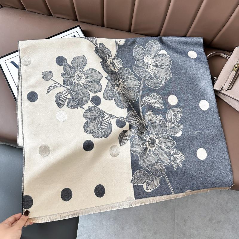 Landscape painting imitation cashmere scarf women's high-end office air-conditioned room thickened warm long trendy scarf