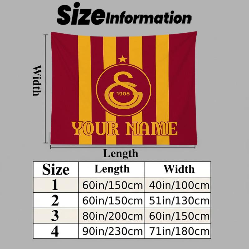 Custom Name Galatasaray S.K Printed Tapestry – Wall Hanging for Bedrooms, Dorms, and Home Decor