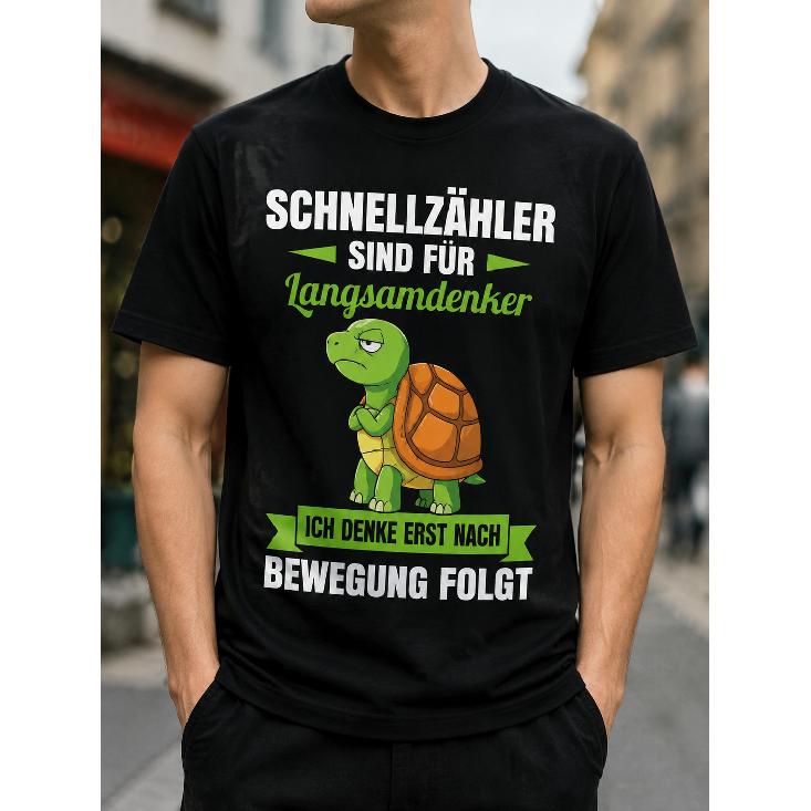 Men's Graphic T-Shirt Funny Turtle Slogan Tee Short Sleeve Crew Neck Soft Cotton Casual Wear Humor Gift For Slow Thinkers
