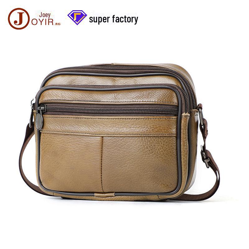Men's Genuine Leather Messenger Bag - Casual Fashion, First Layer Cowhide, Small Shoulder Bag for Business and Travel.