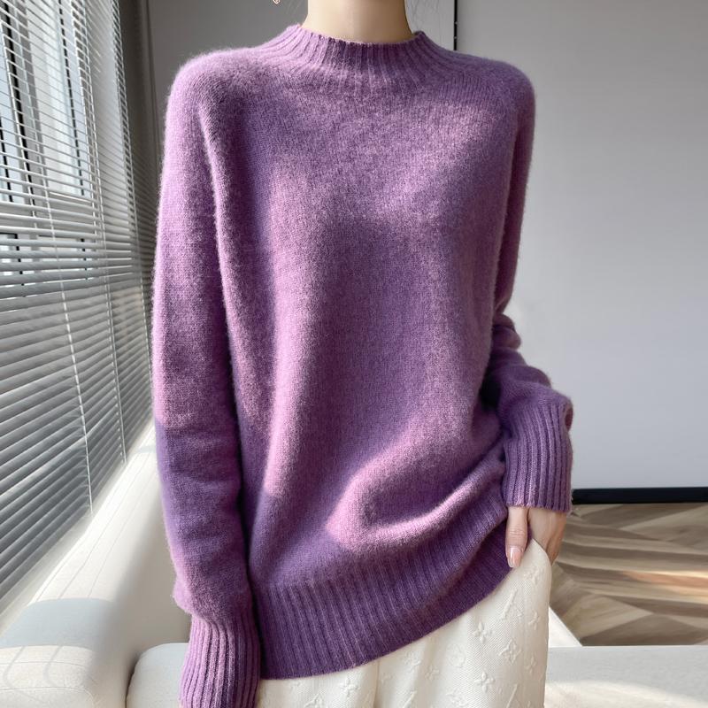 Women's Cashmere Sweater Qinghe Cashmere 30% Cashmere 70% Wool Women's Autumn and Winter Cashmere Pullover Soft and Warm