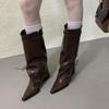 French niche design trouser boots women's boots new pointed toe heel pile boots thin knight boots