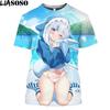 Аниме Gawr Gura VTuber футболка с 3D принтом для мужчин Kawaii для девочек рубашка в стиле Харадзюку топы отаку Повседневная модная футболка с рисунком манги