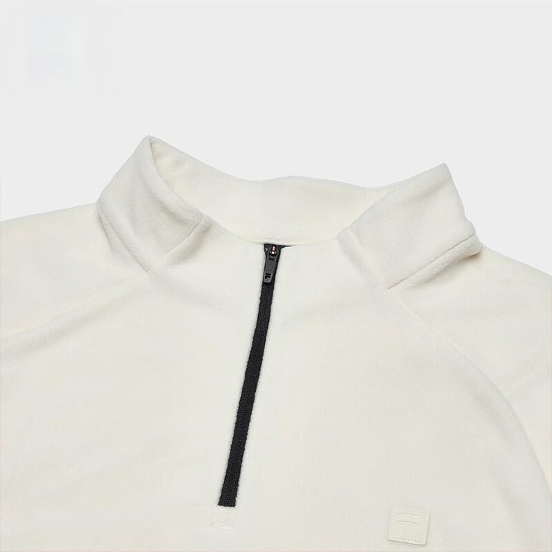 Fila Однотонный пуловер с воротником-стойкой, спортивно-повседневная вязаная футболка с длинным рукавом, мужские топы, цвет спаржа-белый A11M347205F-IV