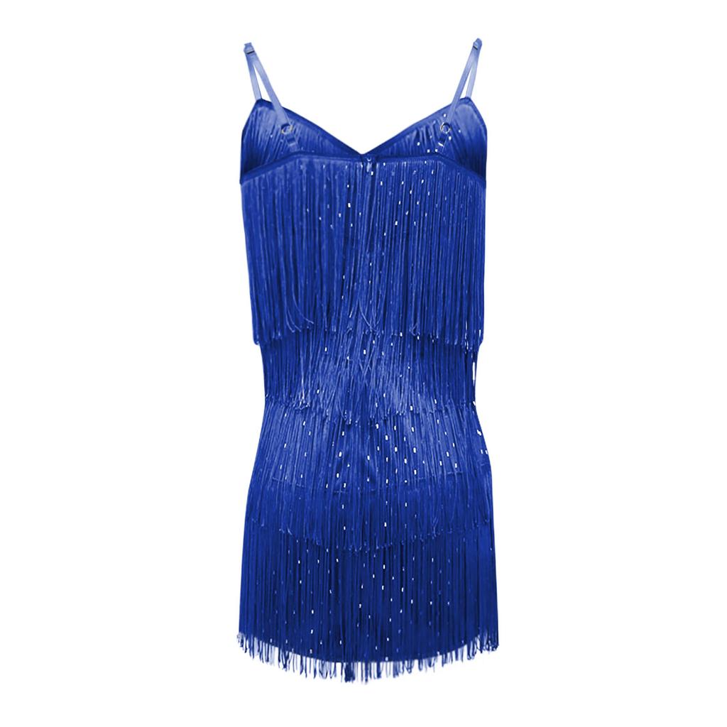 Women's Solid Color Sleeveless Sling Tassel Style Dress Dress