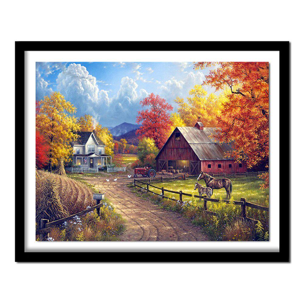 Алмазная вышивка Картина Ферма Осенний пейзаж Вышивка Природные пейзажи Европейский домашний декор