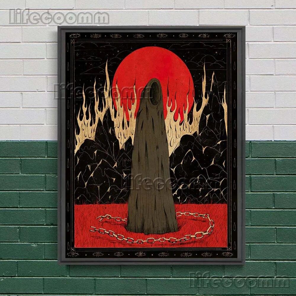 Таинственный ужасный змей и сундук с сокровищами ведьмы, настенная живопись на холсте, абстрактное языческое колдовство, элемент, печать плаката, без рамки