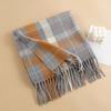 Winter New Plaid Scarf Printed Tassel Imitation Cashmere Scarf Fashionable Sweet Shawl Mid Length Thick Warm Scarf