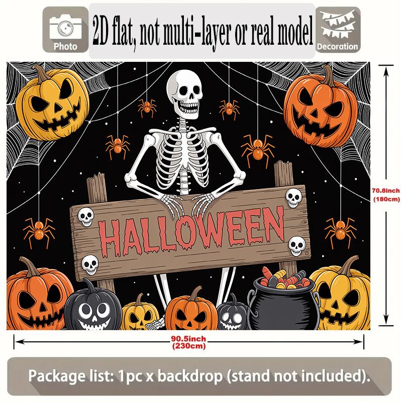 Party Backdrop Halloween Flat Banners Spooky Skeleton Pumpkin Celebrations Wedding Enthusiasts Photo Booth Decor Front Door Decor