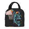 Astronaut Playing Basketball In Space Insulated Lunch Bag for Women Children Portable Food Boxes Thermal Lunch Box Tote
