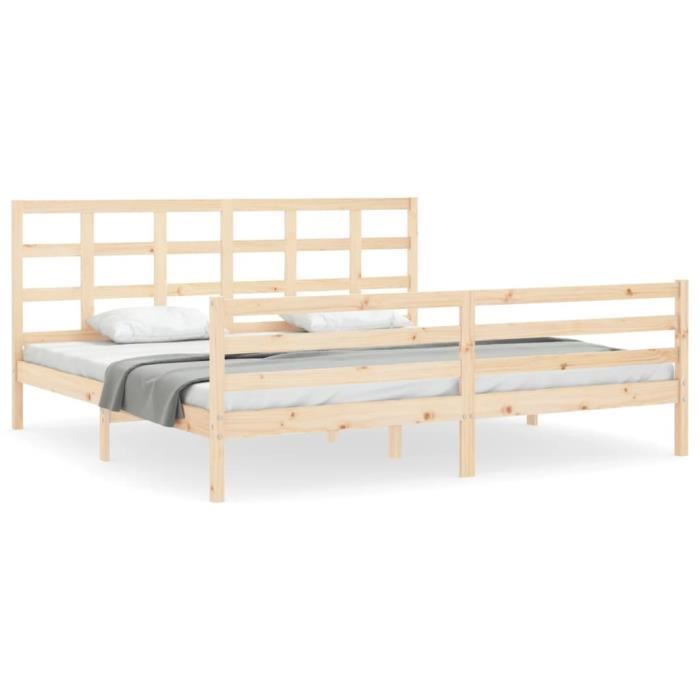 VidaXL Bed Frame with Headboard 200x200 Cm Solid Wood 3194006