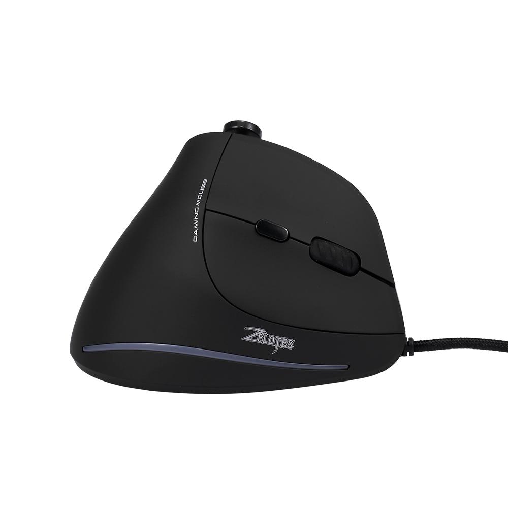 Zelotes C-18 Вертикальная проводная игровая мышь 11 программируемых кнопок Регулируемый лазерный двигатель 10000 точек на дюйм Ремень с подсветкой RGB 128 КБ встроенной памяти