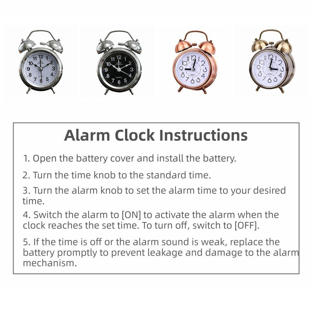 Mute Type Classical Alarm Clock Creative Silent Table Clock Vintage Bell Alarm Clock Home Decor