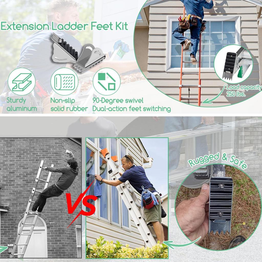 Ножки для лестницы Алюминиевые Противоскользящие Инструмент для ремонта Замена для раздвижной лестницы для чердака, крыши, лестницы, верстака, сверления, сбора, работы, дома