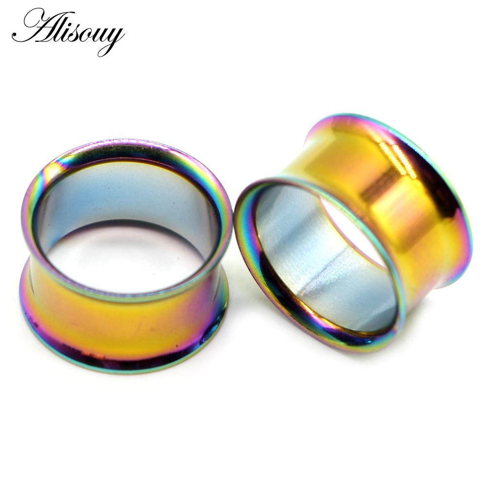 Alisouy, комплект из 2 шт., затычки для ушей, хирургическая сталь, без винтов, ушные манометры, туннельный расширитель, расклешенные серьги для пирсинга, вилки, растягивающиеся