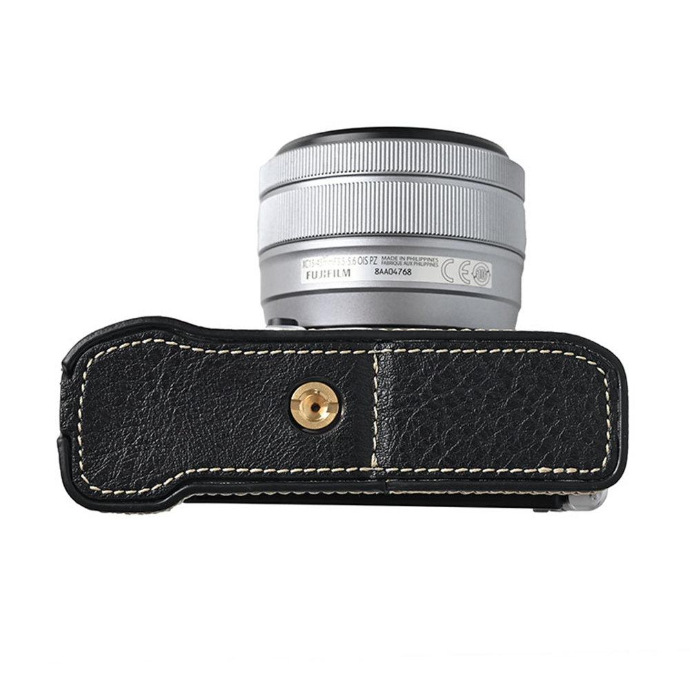 Получехол из искусственной кожи для камеры Fujifilm XM5 Fuji X-M5, нижняя крышка с отверстием для аккумулятора, с плечевым ремнем