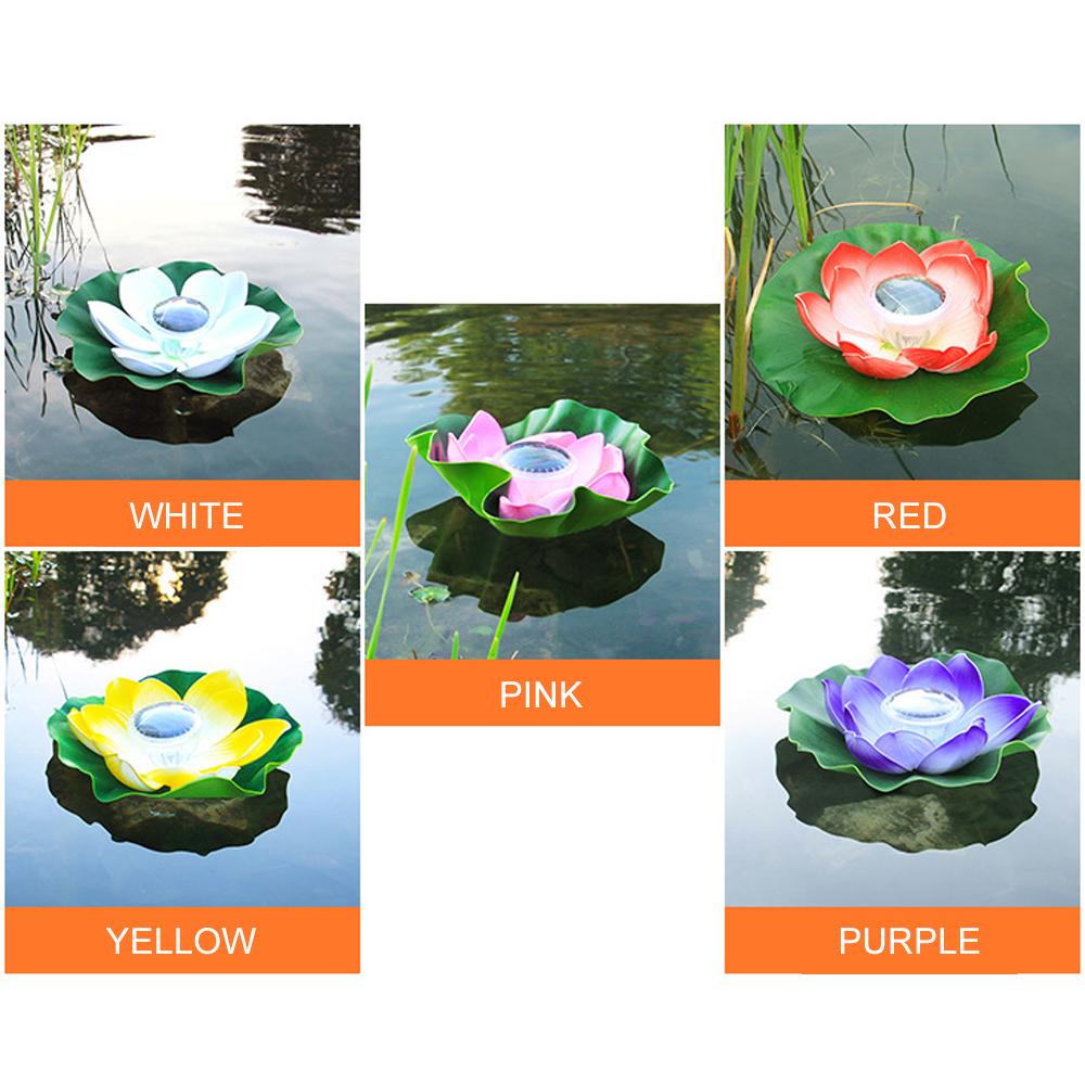 Solar Powered LEDs Lotus Light RGB Color Changing Water Floatiing Flower Light IP65 Water-resistant Night Lamp for Swimming Pool Pond Garden