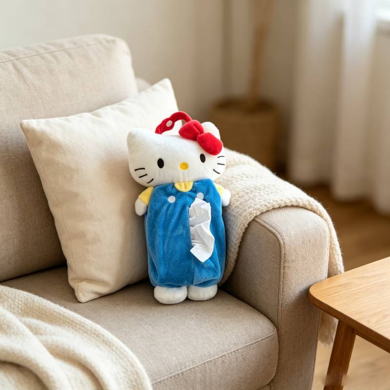 Плюшевая салфетница Hello Kitty с мягким коротким ворсом для дома и автомобиля