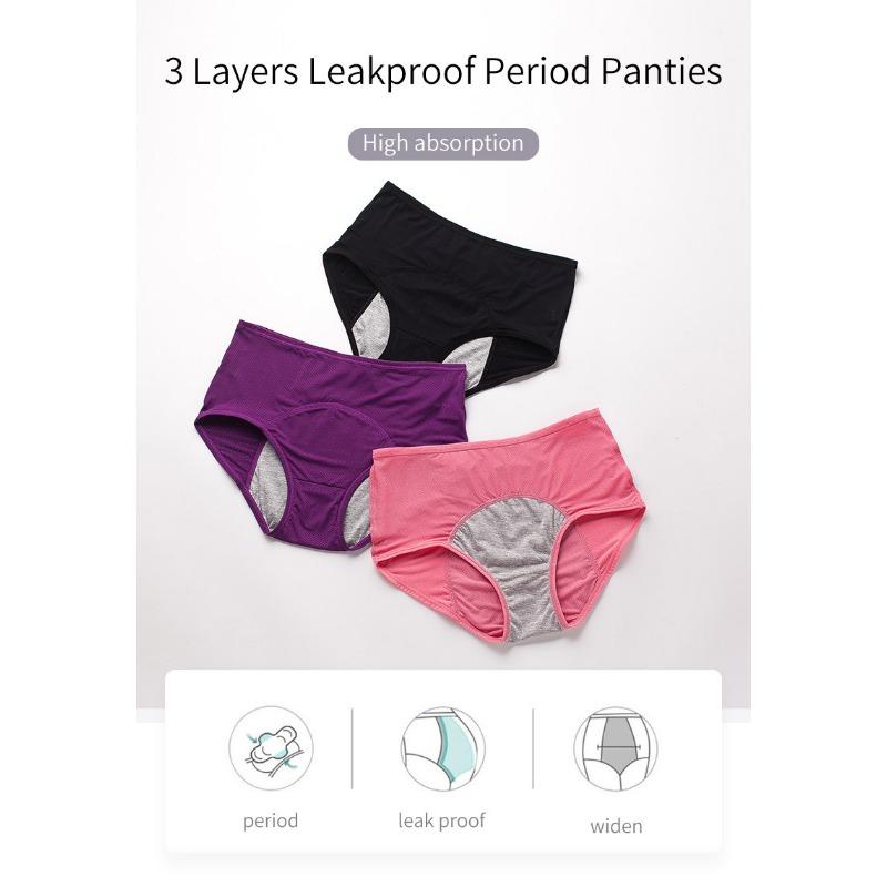 Women Mid High Waist Leakproof Breathable Large Size Menstrual Period Underwear
