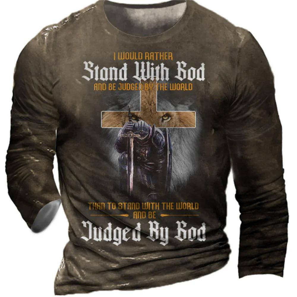 Футболка «Христос Иисус» для мужчин, хлопковая футболка с 3D принтом, одежда с длинными рукавами, уличная одежда, винтажный топ, футболка, мужская одежда