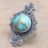 Blue Copper Turquoise Gemstone Handmade Silver Jewelry  "7.5"