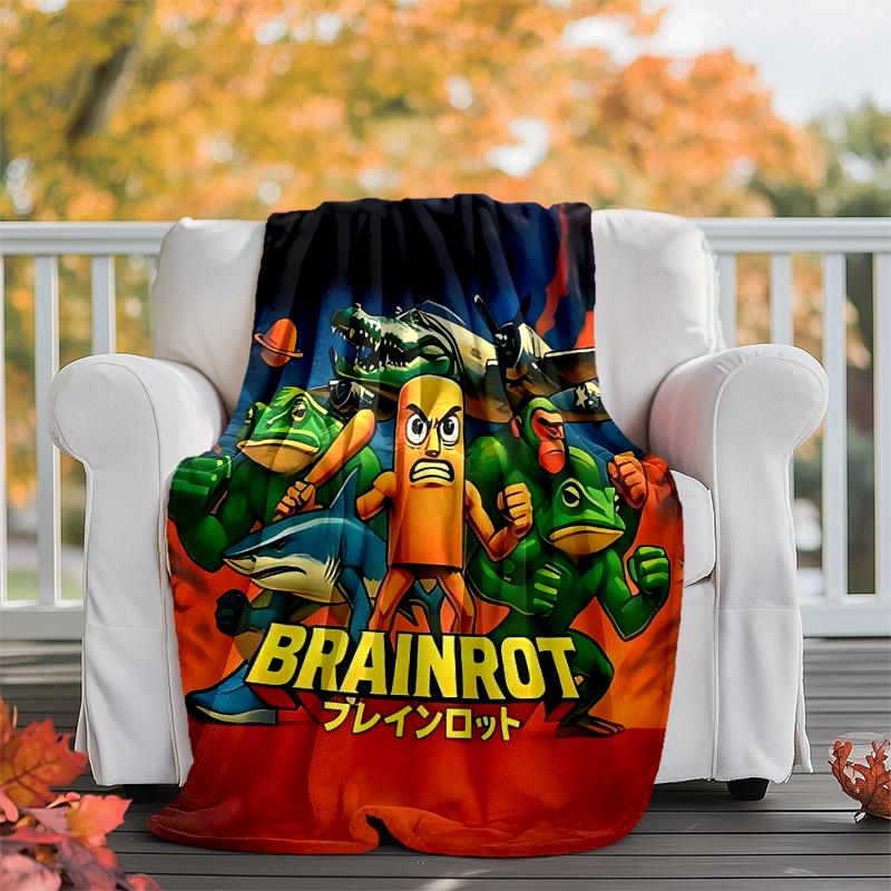 Brainrot Flannel Blanket Soft Warm All-Season Throw, Design for Camping, Car Travel, Hiking Sofa, Bed, Office Perfect Gift for Parties