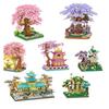 Mini Blocks Cabin Architecture Flower House Cake Coffee Shop Building Bricks Diy Toys For Boy Gift Girl Present New Year
