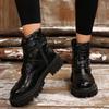 Модные европейско-американские короткие ботинки 2024 осень-зима новый товар толстая подошва боковая молния металлическое чувство дизайна однотонные женские ботинки